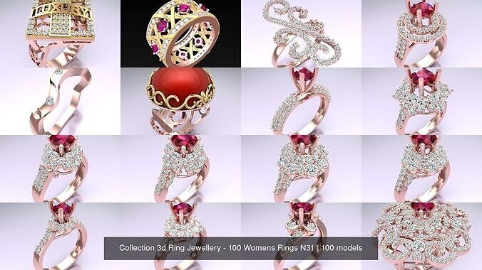 Collection 3d Ring Jewellery - 100 Womens Rings N31 