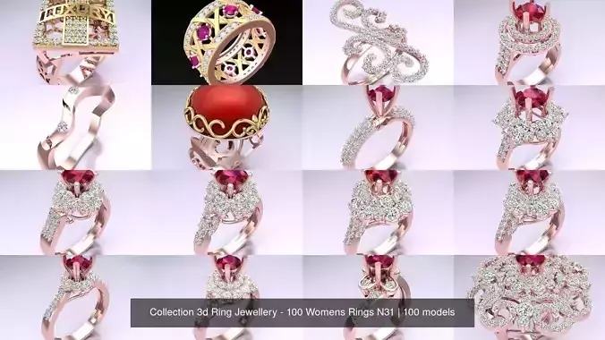 Collection 3d Ring Jewellery - 100 Womens Rings N31