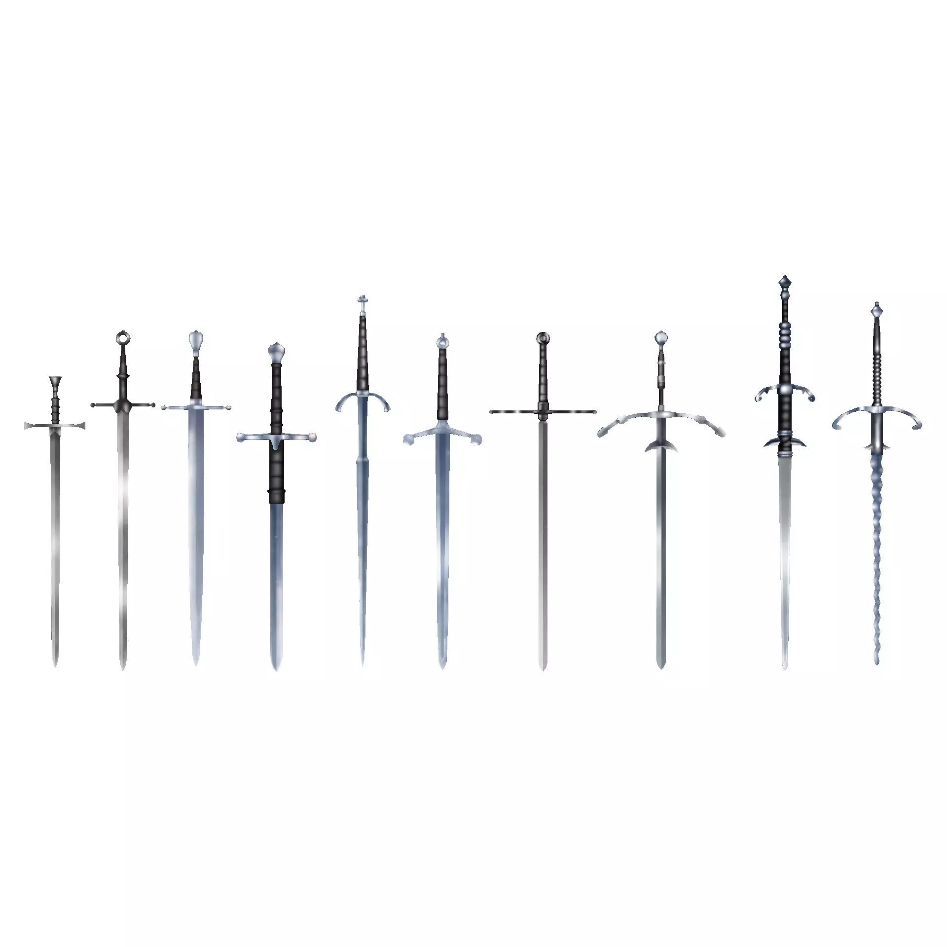 Hand Painted Swords Pack 6 Low-poly 3D model_0