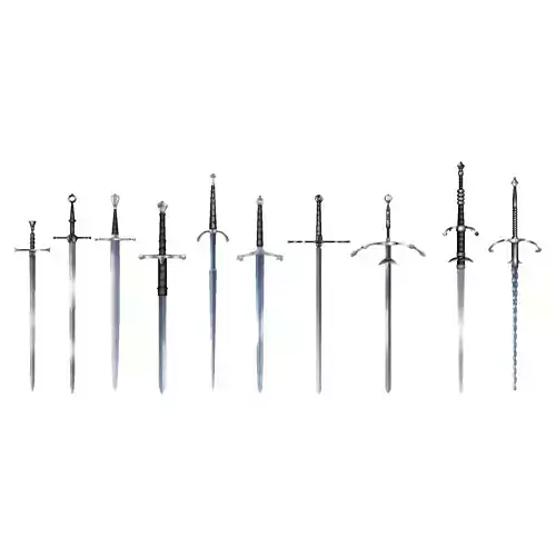 Hand Painted Swords Pack 6 Low-poly 3D model