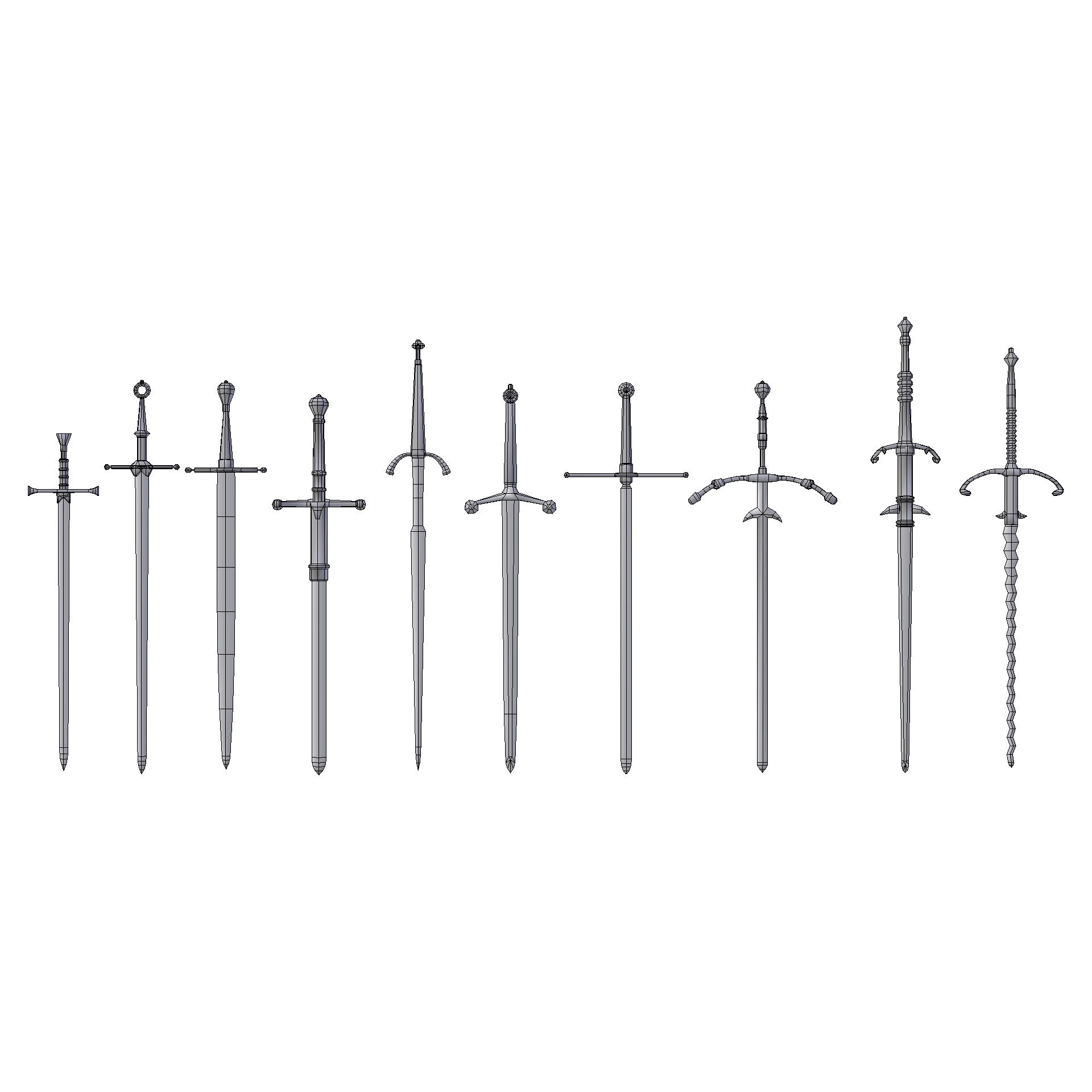 Hand Painted Swords Pack 6 Low-poly 3D model_11