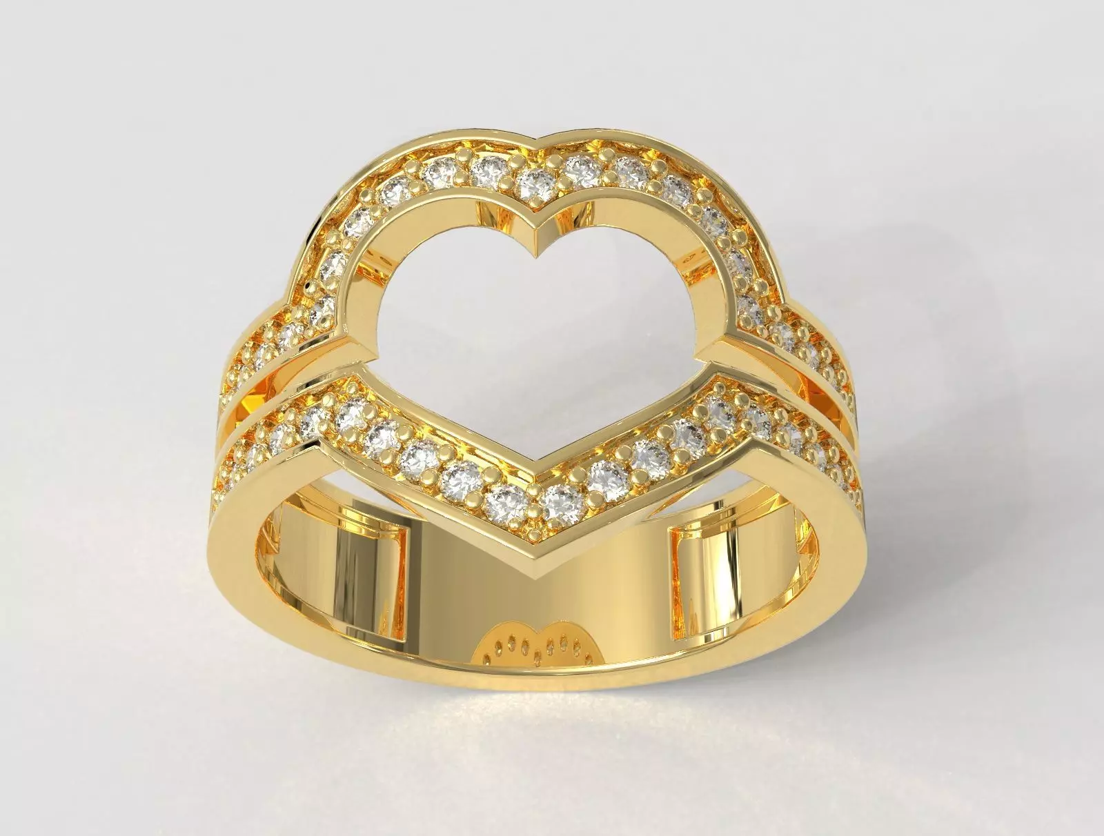 Heart Diamond Open Ring 3D print model
