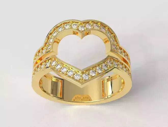 Heart Diamond Open Ring
