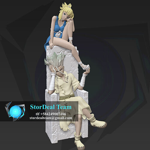 Diorama Kohaku and Senku  Dr Stone  STL 3D print model