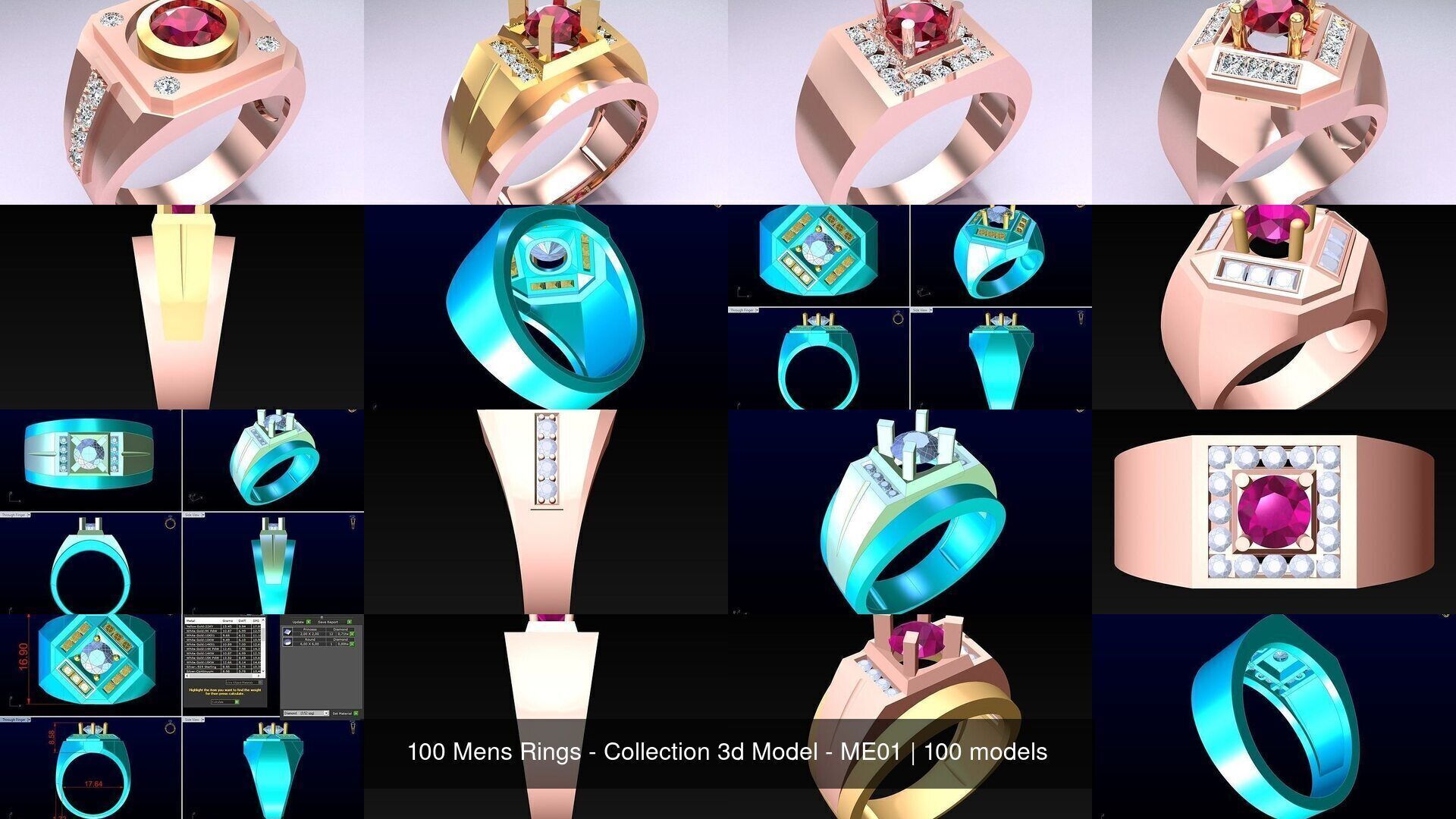100 Mens Rings - Collection 3d Model - ME01 _12