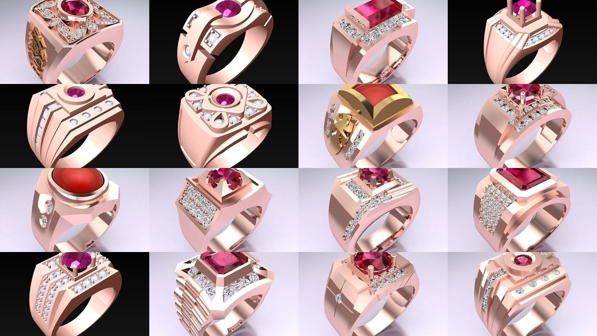 100 Mens Rings - Collection 3d Model - ME01 _13