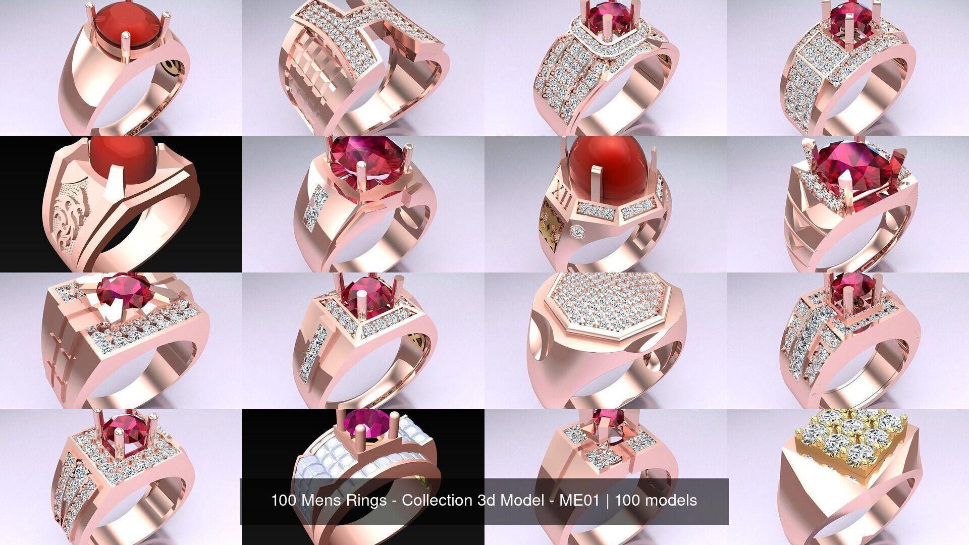 100 Mens Rings - Collection 3d Model - ME01 _16