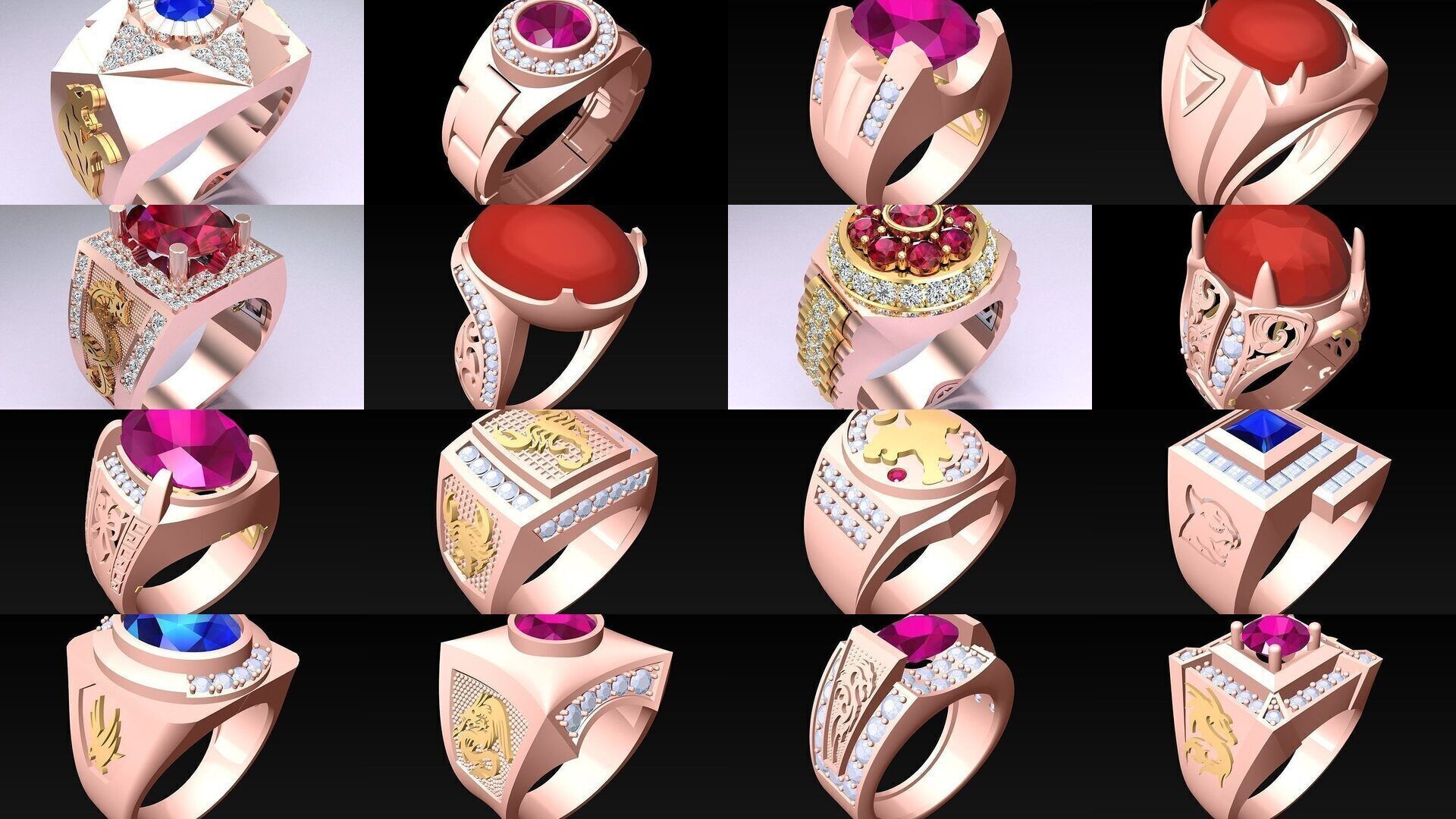100 Mens Rings - Collection 3d Model - ME01 _5