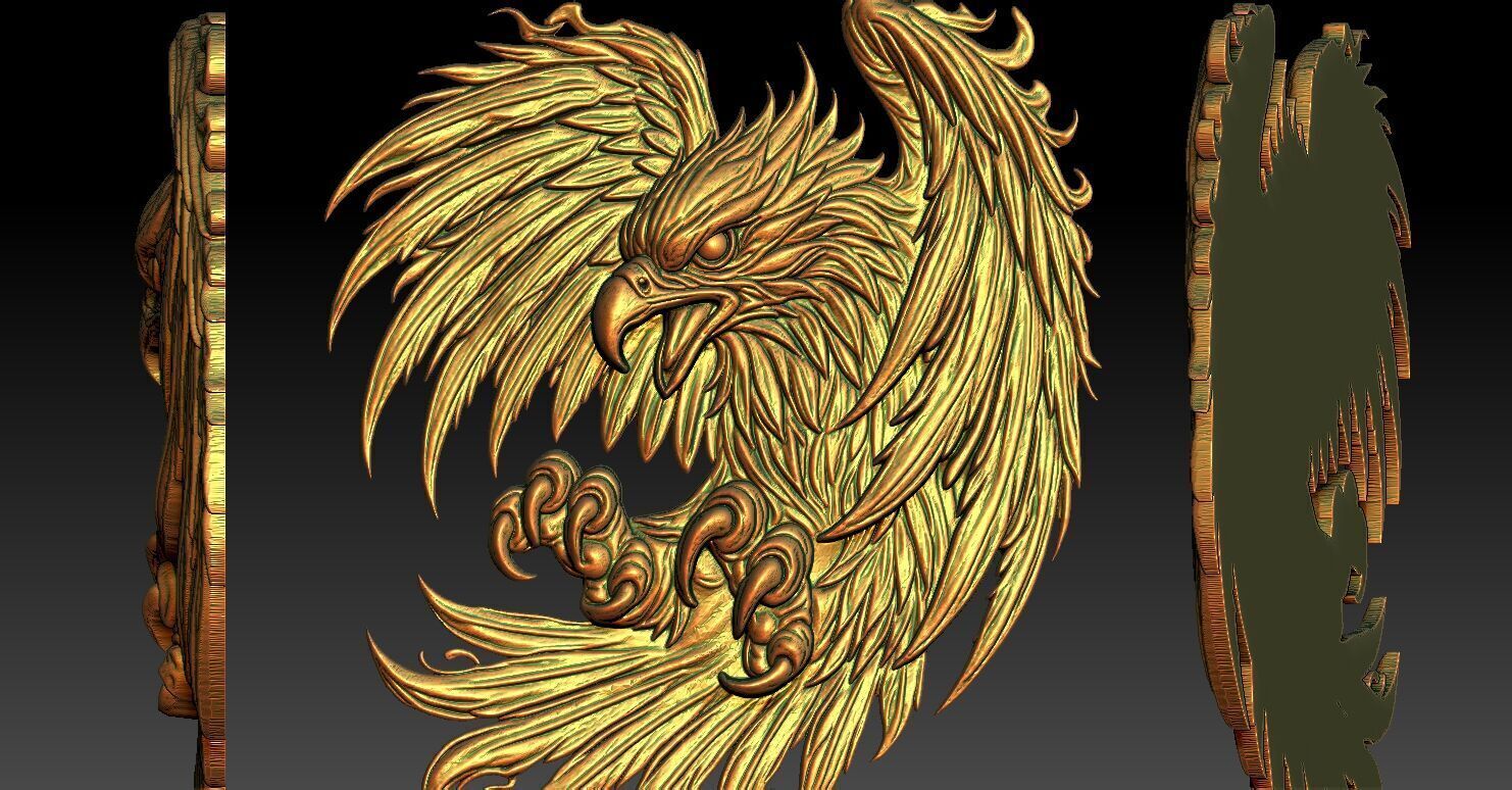 1 eagle CNC Relief Model 3D print model_5