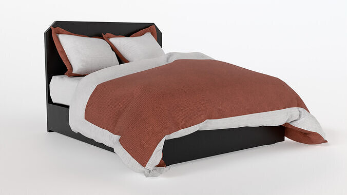 Bed M04 - Queen Size Low-poly 3D model