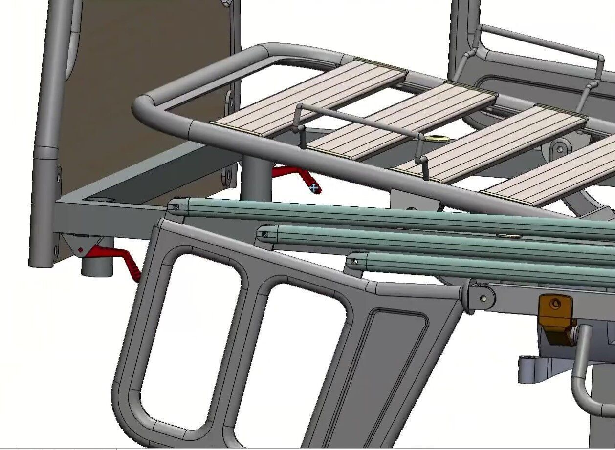 Hospital Adjustable Bed with Side Rails and Swivel Casters 3D model_6