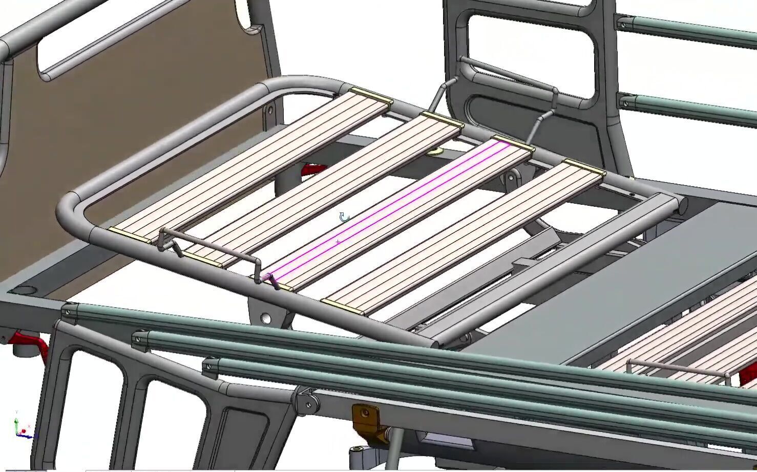 Hospital Adjustable Bed with Side Rails and Swivel Casters 3D model_4