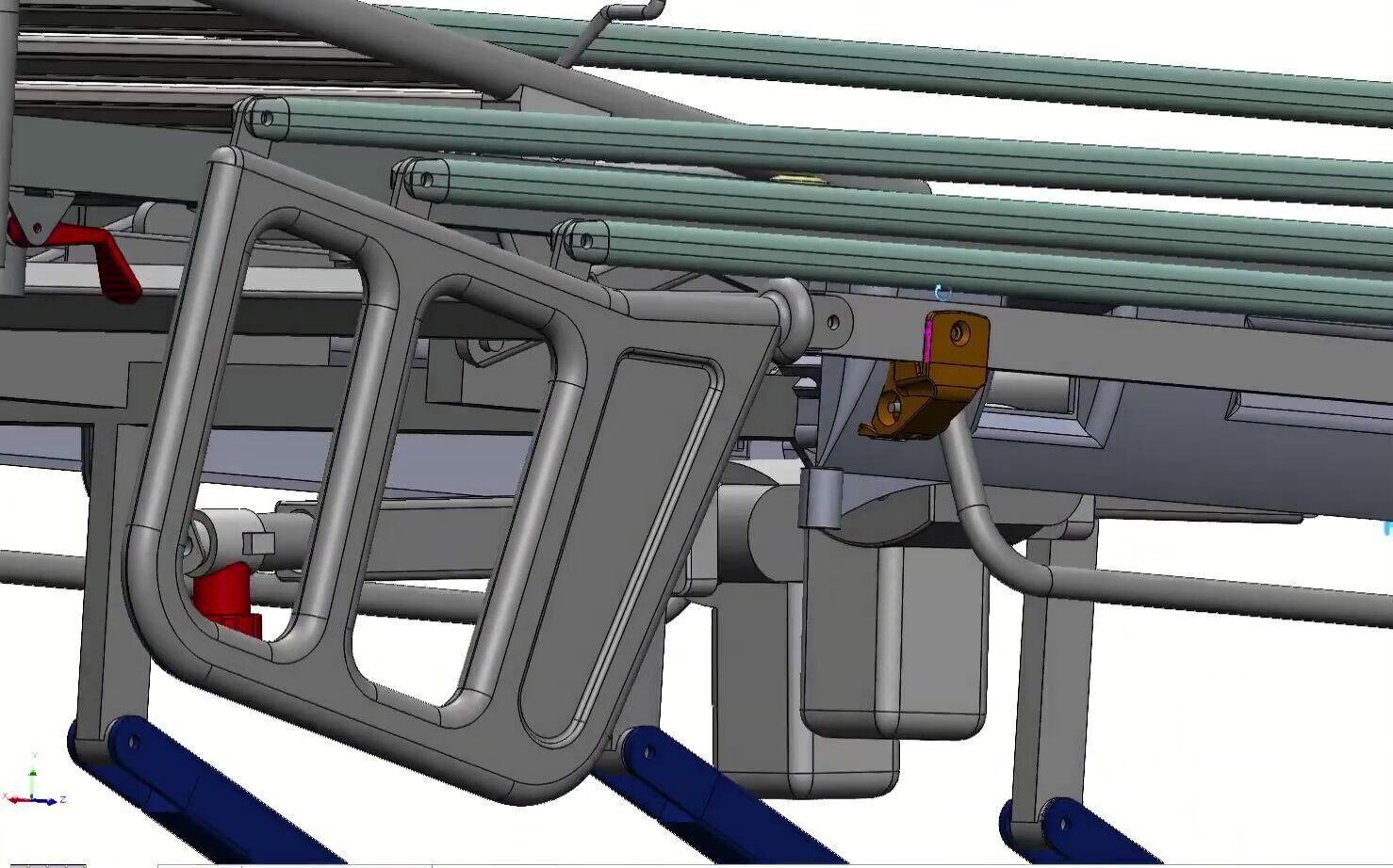 Hospital Adjustable Bed with Side Rails and Swivel Casters 3D model_7
