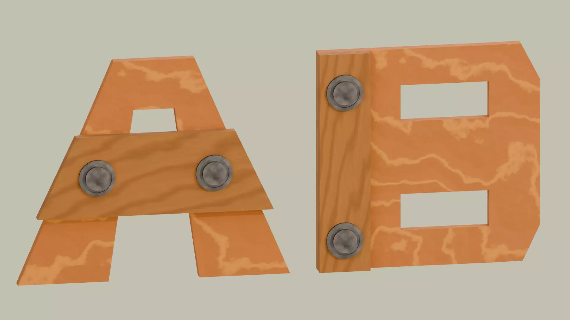 Wooden Fonts Style 1 Signage Pack Low-poly 3D model_0