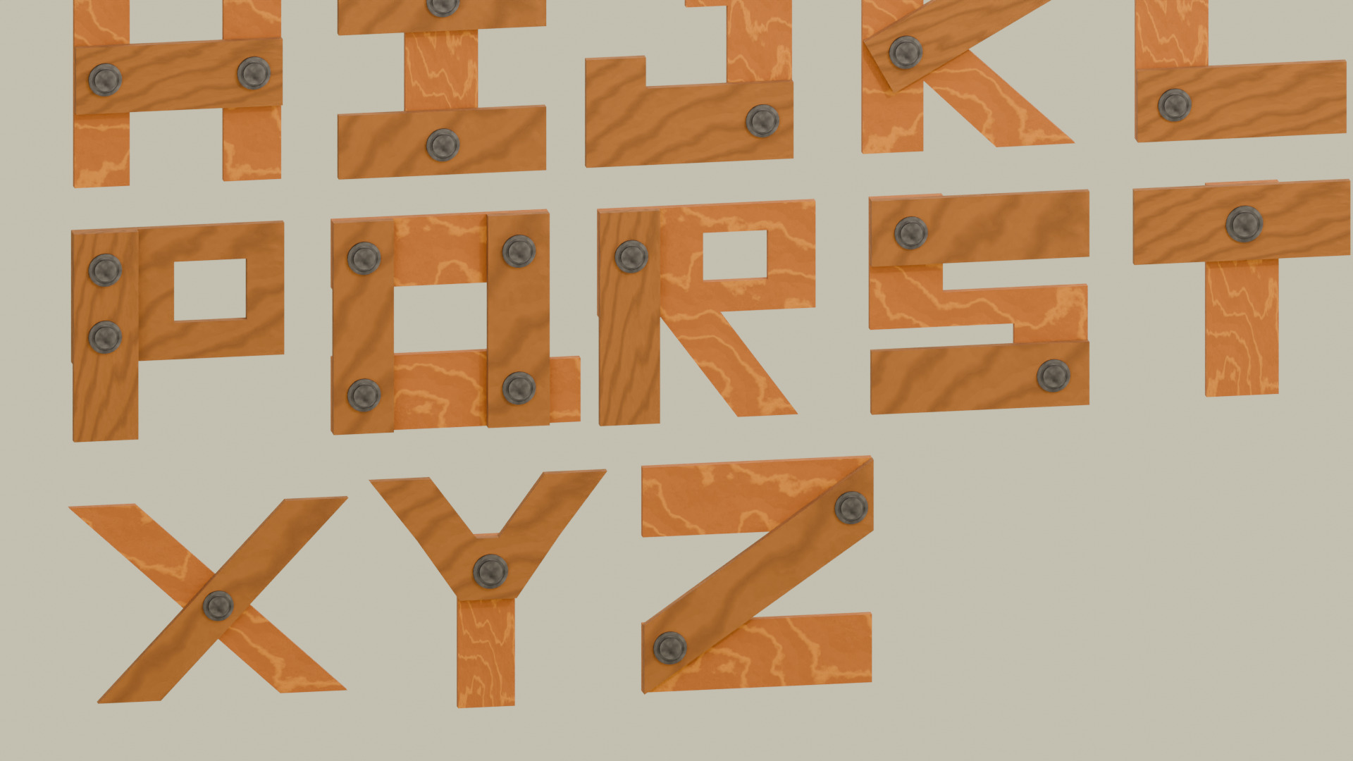 Wooden Fonts Style 1 Signage Pack Low-poly 3D model_8