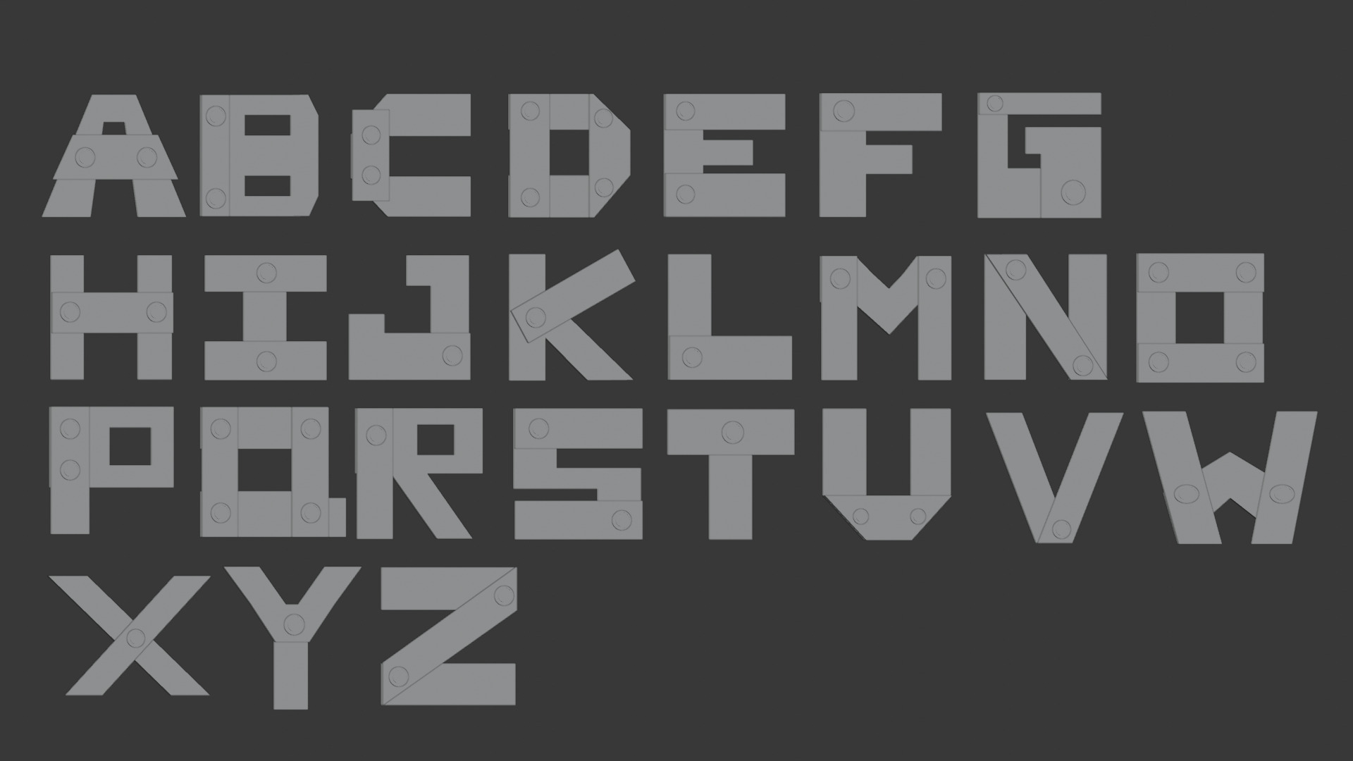 Wooden Fonts Style 1 Signage Pack Low-poly 3D model_3