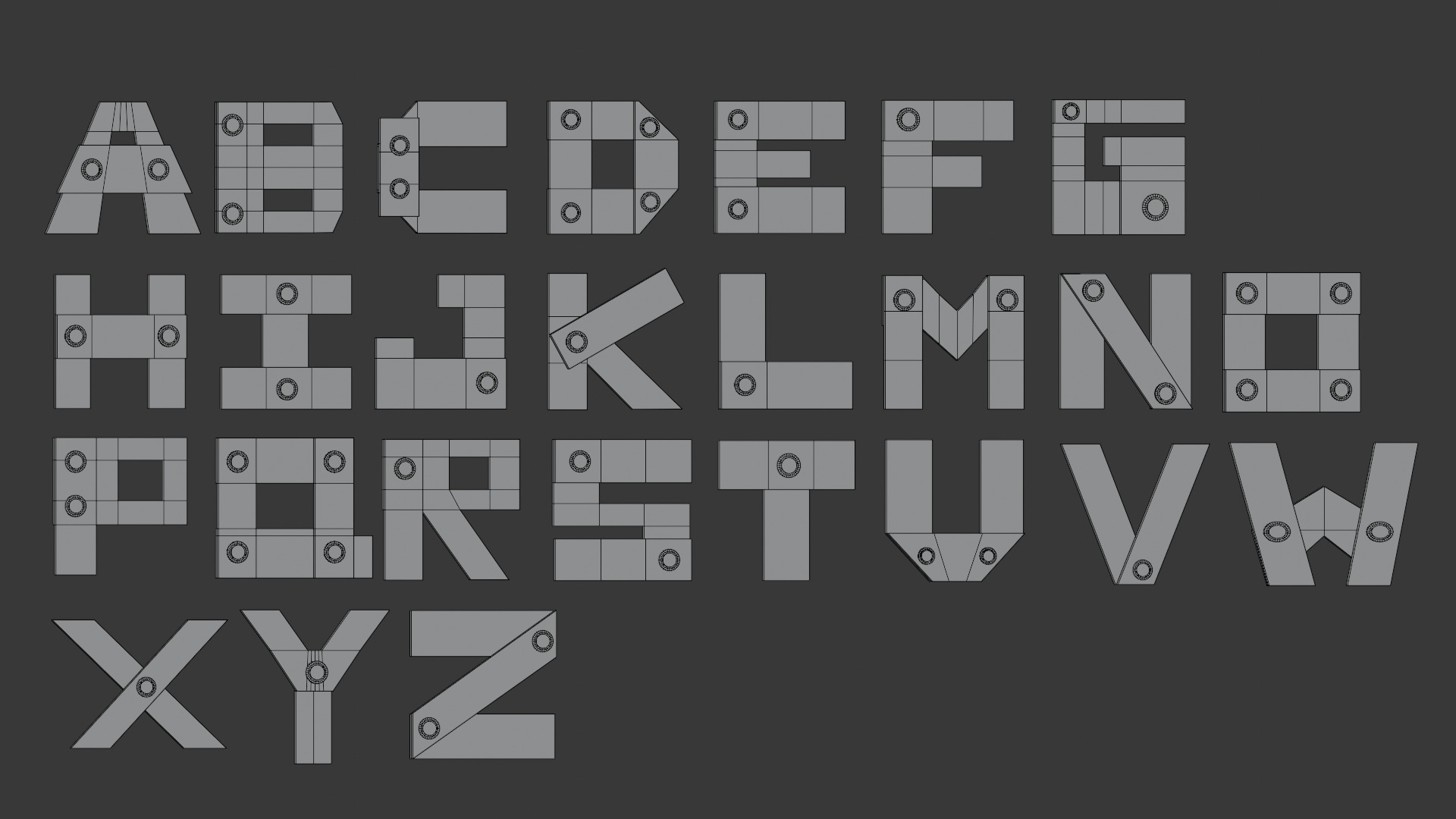 Wooden Fonts Style 1 Signage Pack Low-poly 3D model_4