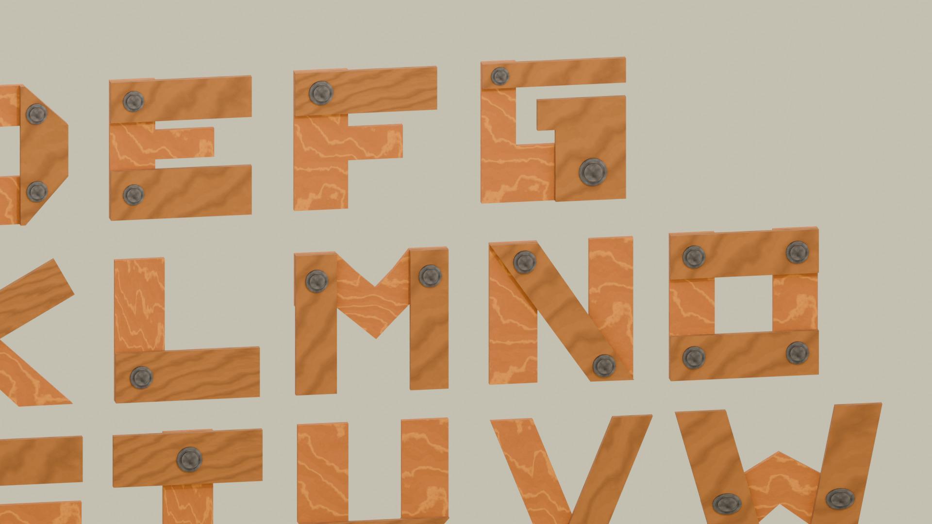 Wooden Fonts Style 1 Signage Pack Low-poly 3D model_7