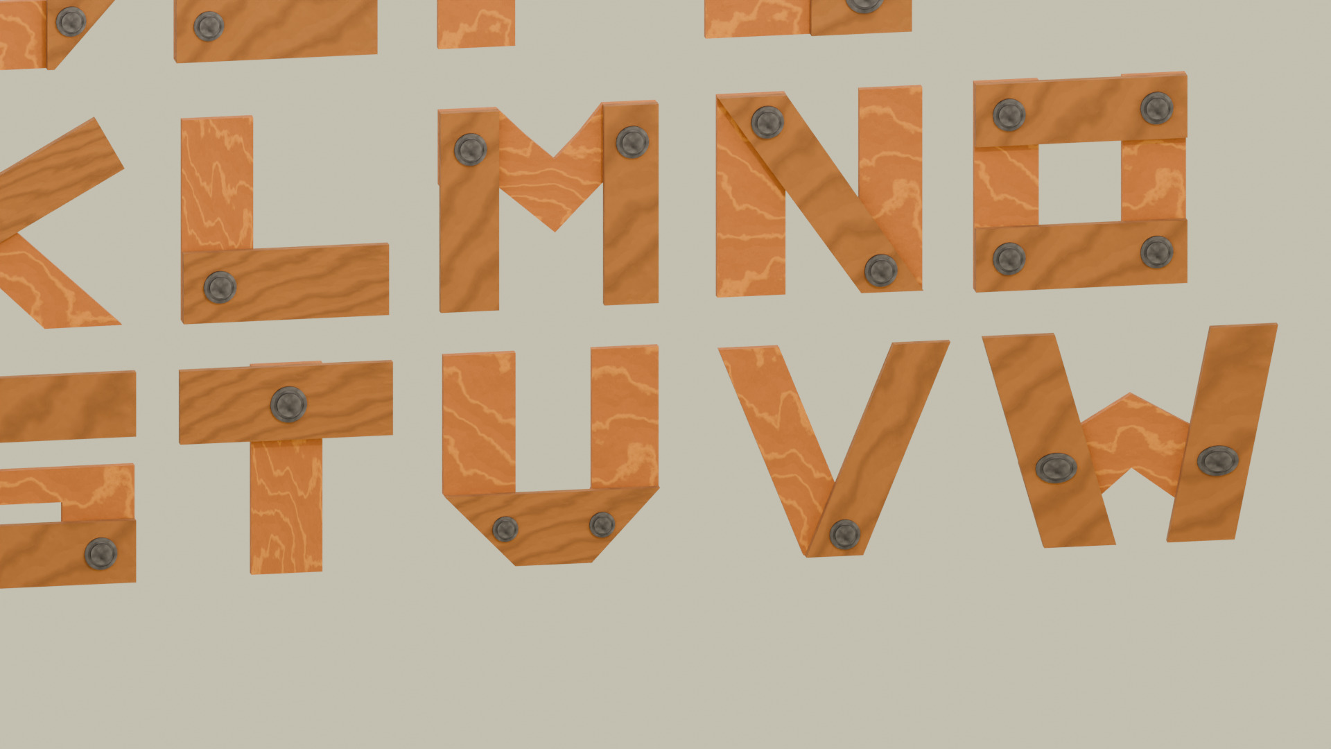 Wooden Fonts Style 1 Signage Pack Low-poly 3D model_9