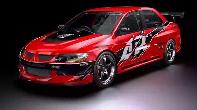 Tokyo Drift Mitsubishi Lancer Evo IX 2006 Low-poly 3D model