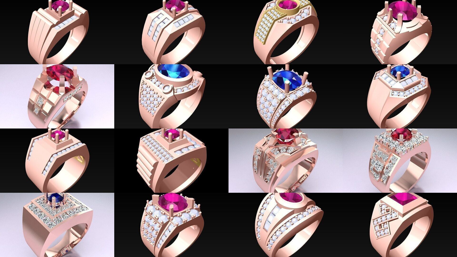 100 Mens Rings - Collection 3d Model - ME03 _15