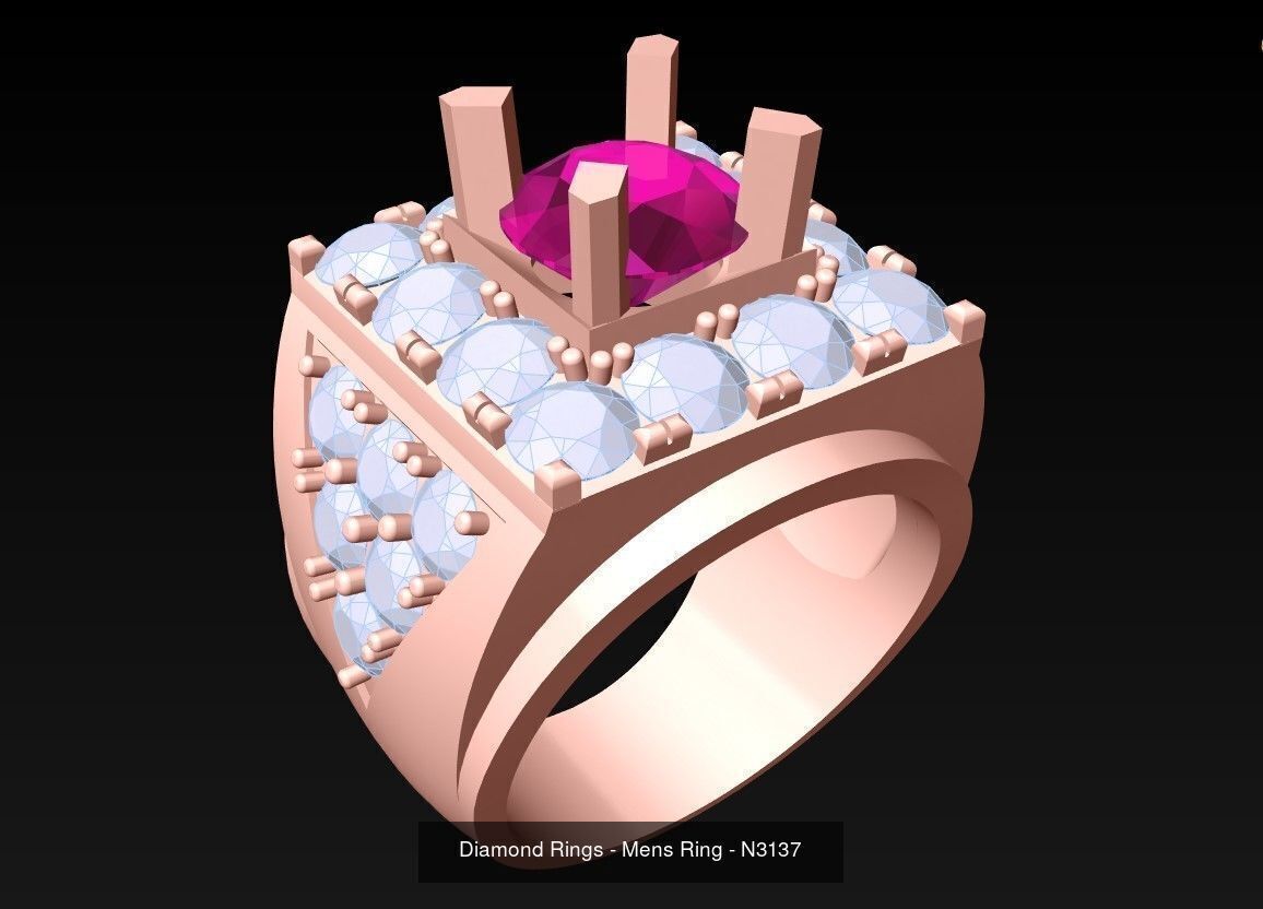 100 Mens Rings - Collection 3d Model - ME03 _77