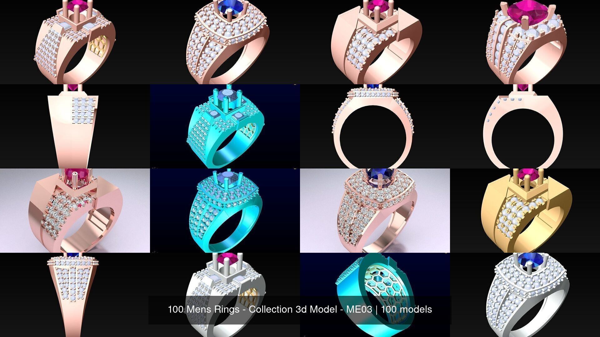 100 Mens Rings - Collection 3d Model - ME03 _18