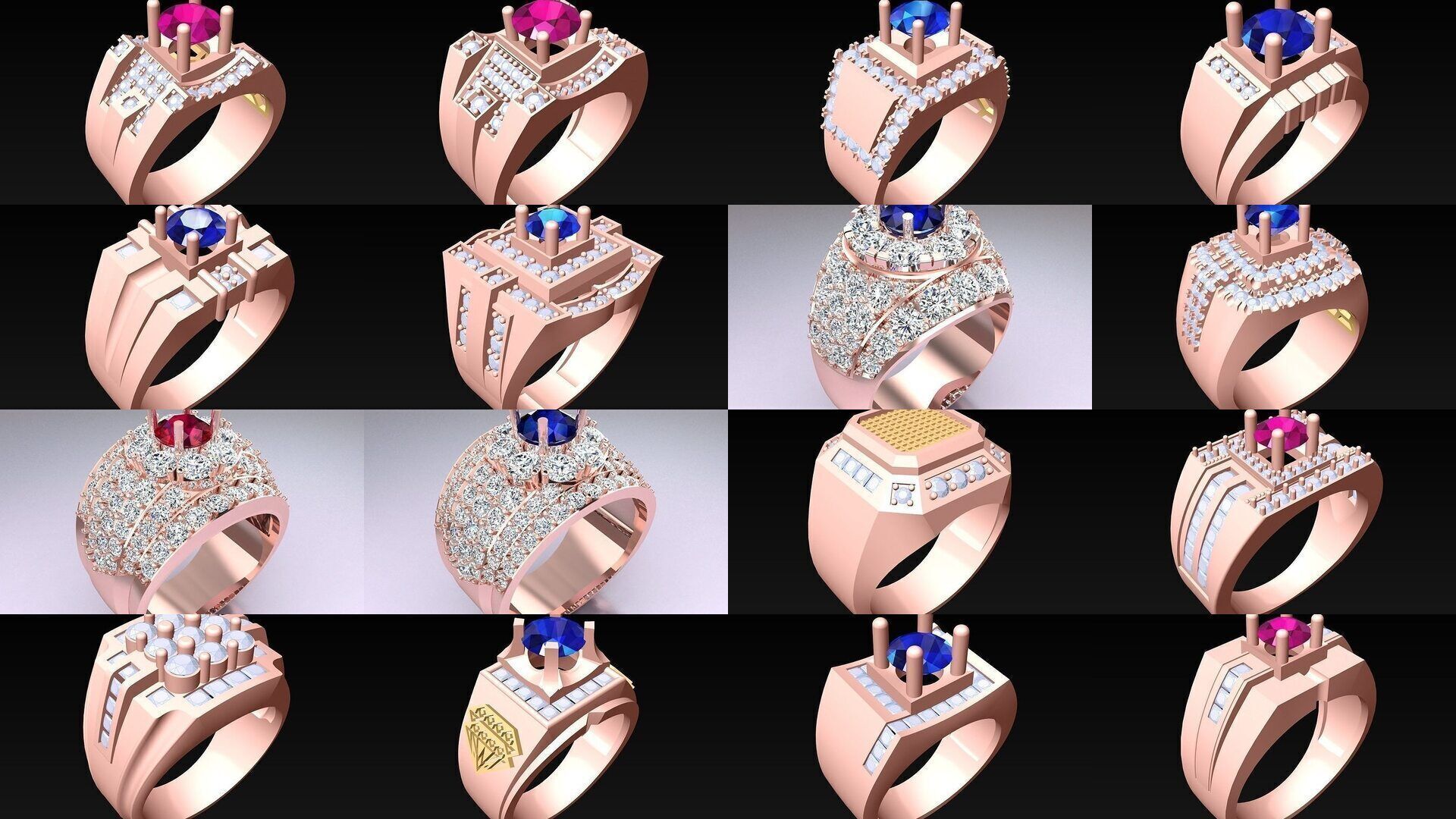 100 Mens Rings - Collection 3d Model - ME03 _13