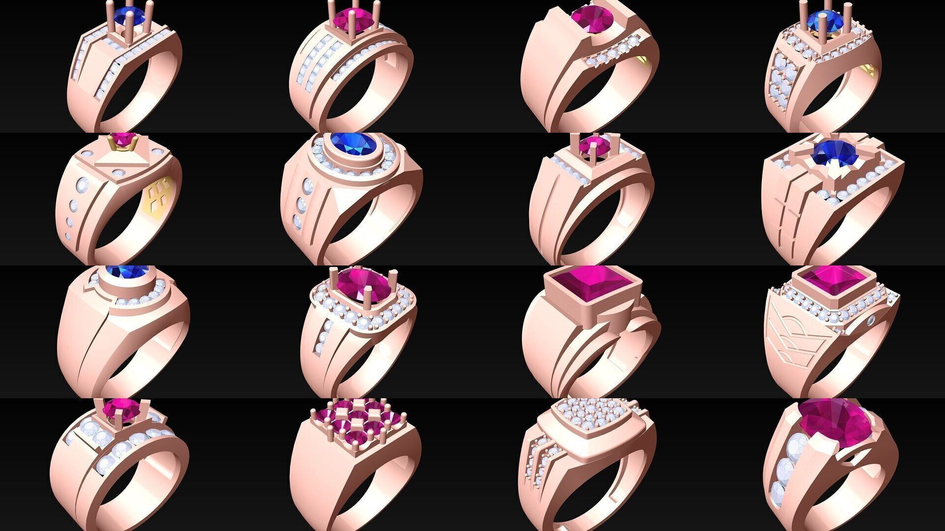 100 Mens Rings - Collection 3d Model - ME03 _5