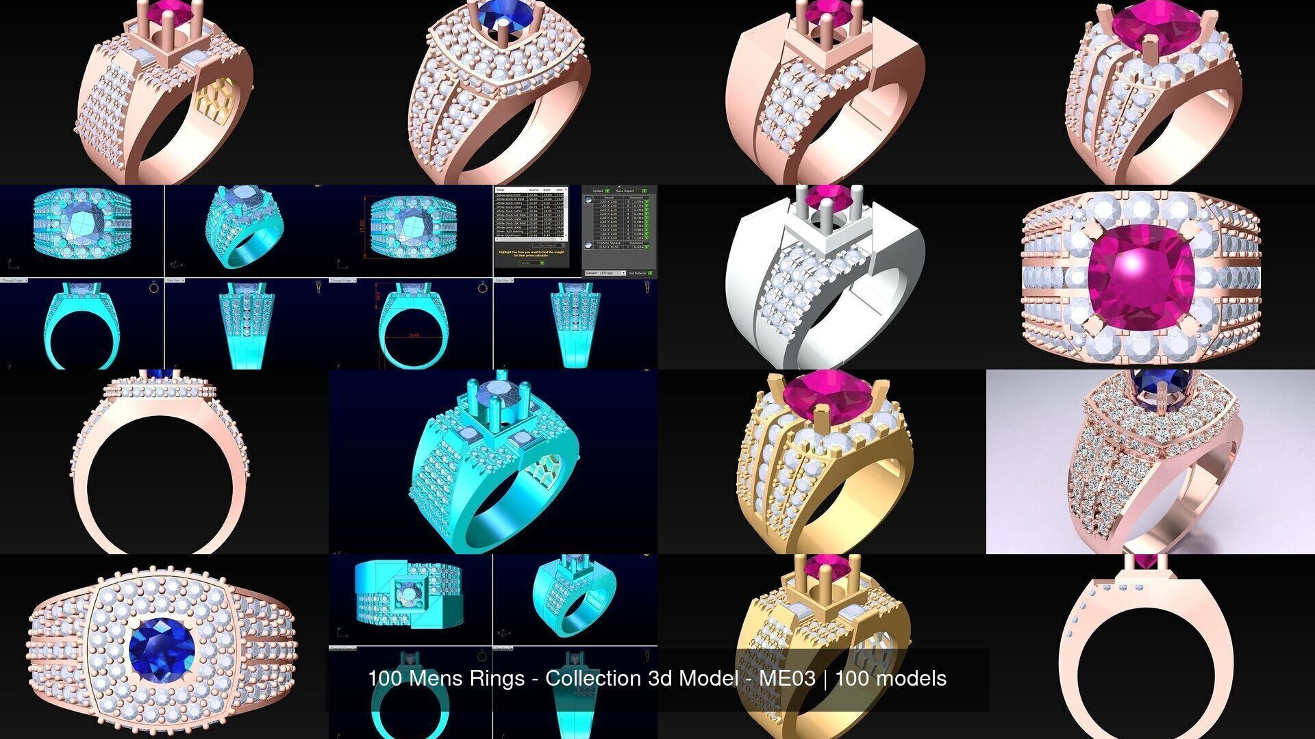 100 Mens Rings - Collection 3d Model - ME03 _12