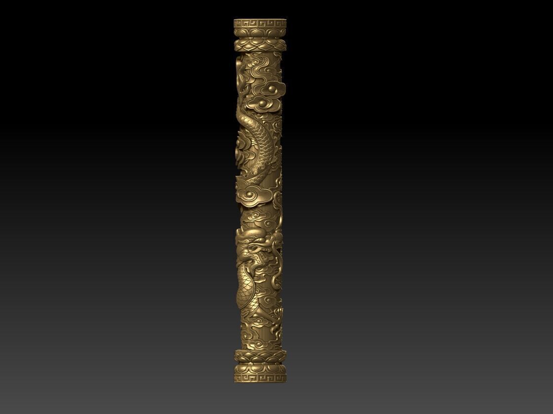 Dragon and Phoenix Pillars 3D print model_2