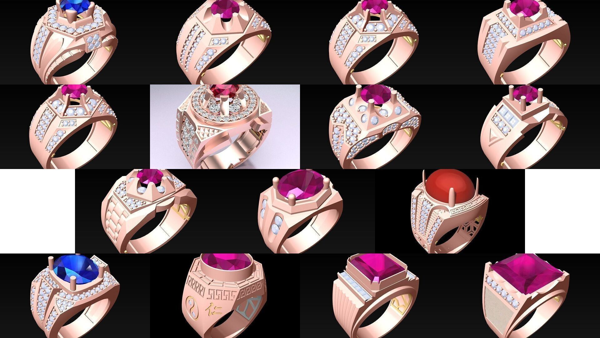 100 Mens Rings - Collection 3d Model - ME04 _7