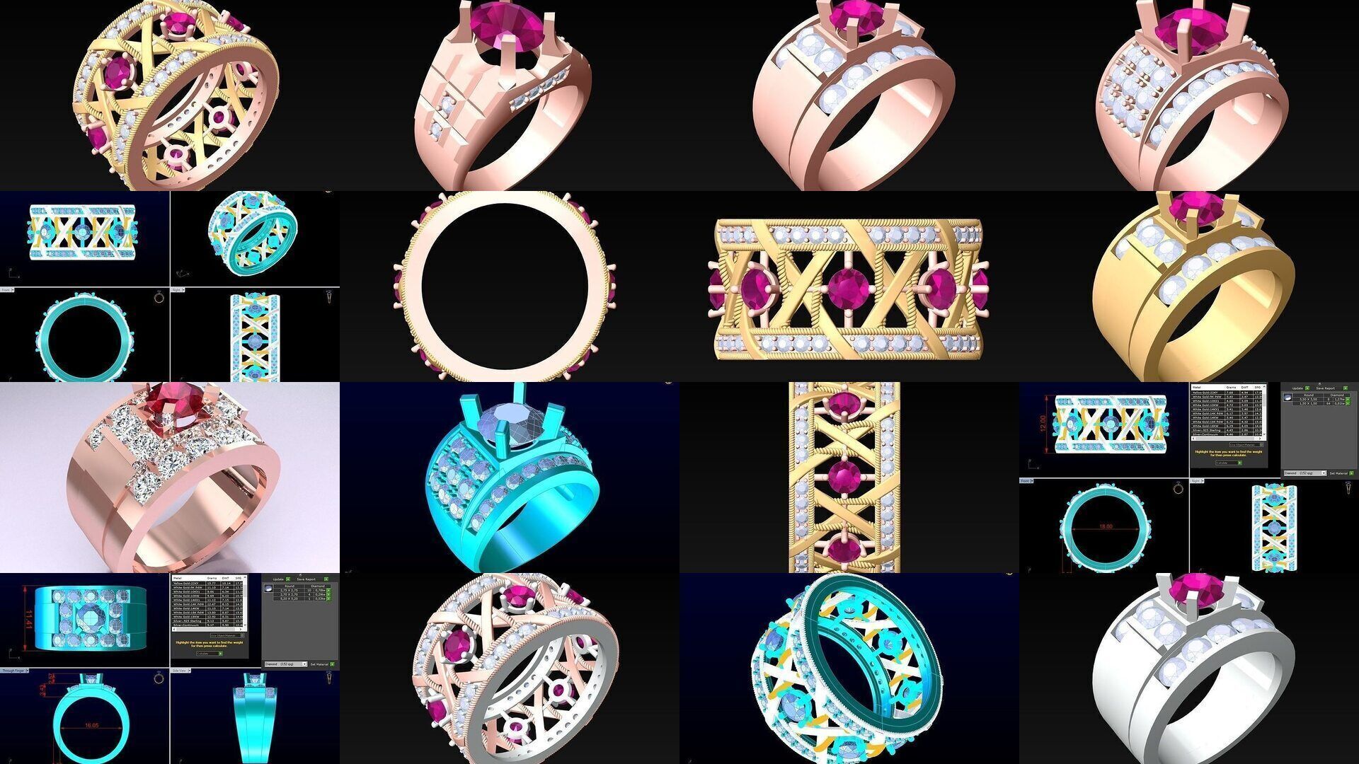 100 Mens Rings - Collection 3d Model - ME04 _11