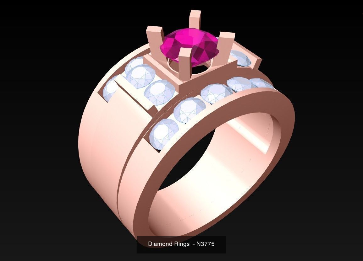 100 Mens Rings - Collection 3d Model - ME04 _111
