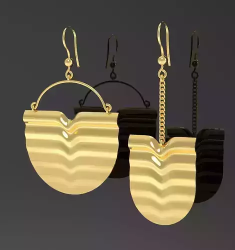 Earrings  flowing lines 3D model