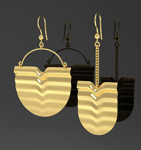 Earrings  flowing lines 3D model