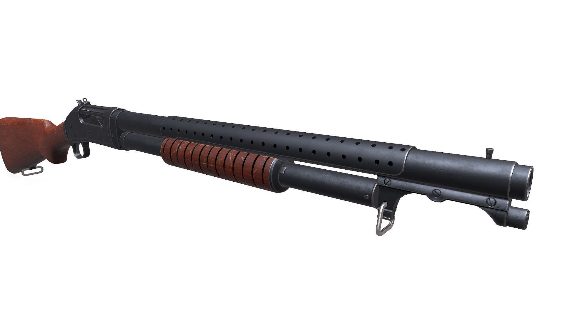 Winchester Model 1897 Low-poly PBR Low-poly 3D model_7