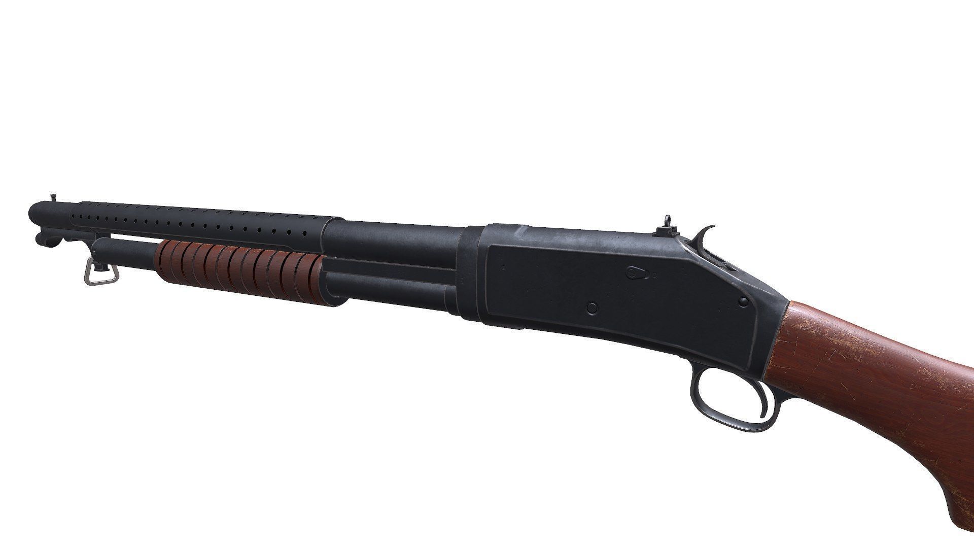 Winchester Model 1897 Low-poly PBR Low-poly 3D model_6