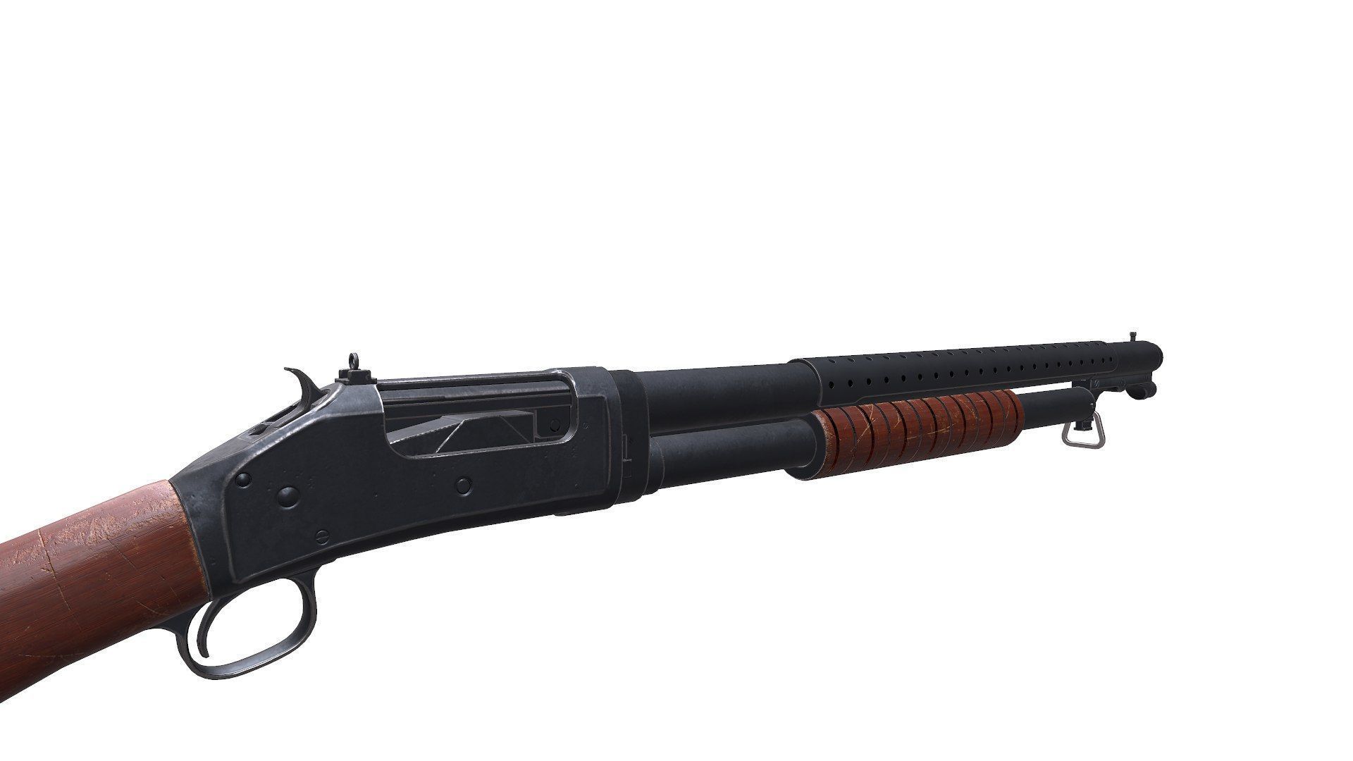 Winchester Model 1897 Low-poly PBR Low-poly 3D model_4