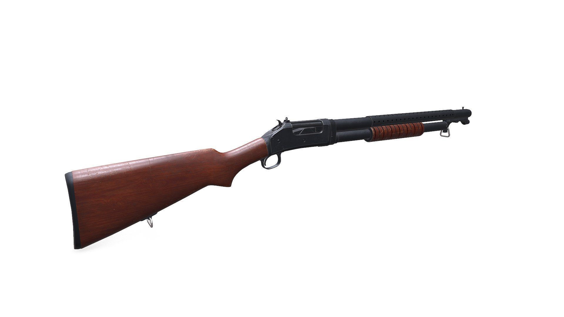 Winchester Model 1897 Low-poly PBR Low-poly 3D model_3