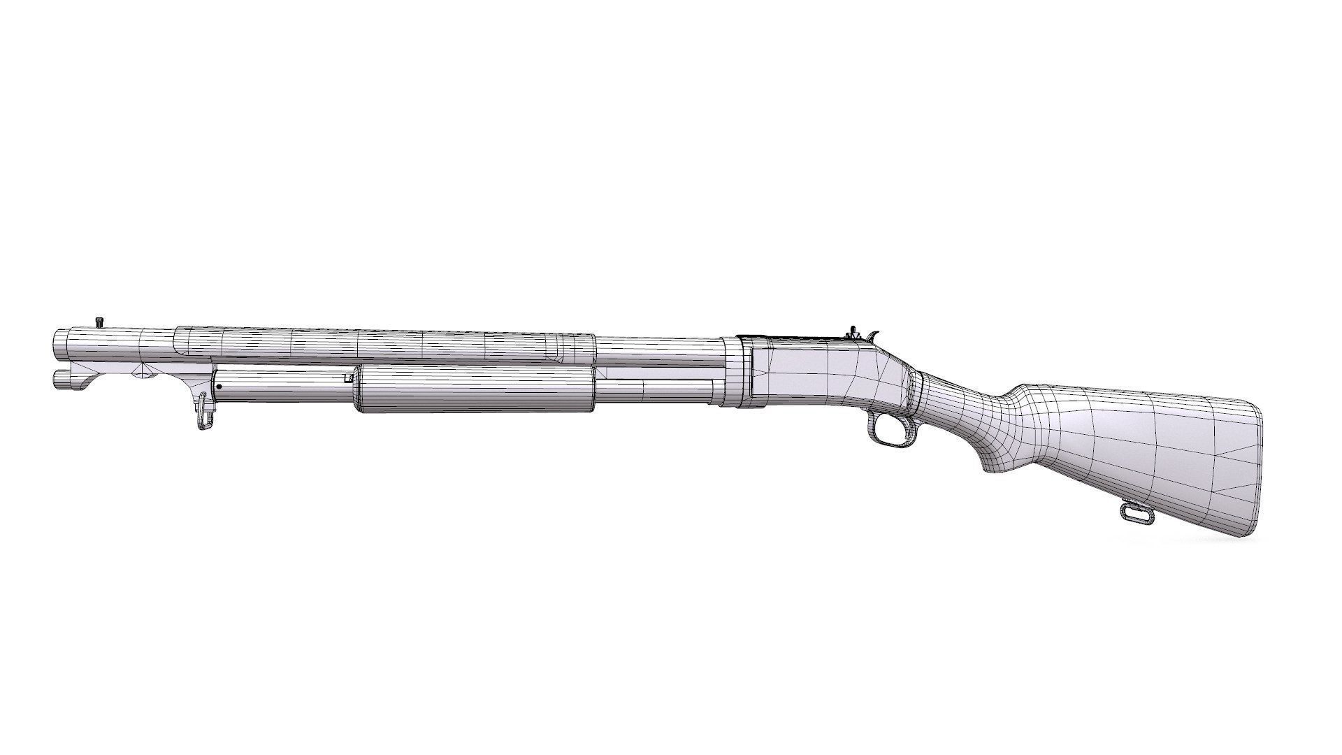 Winchester Model 1897 Low-poly PBR Low-poly 3D model_14