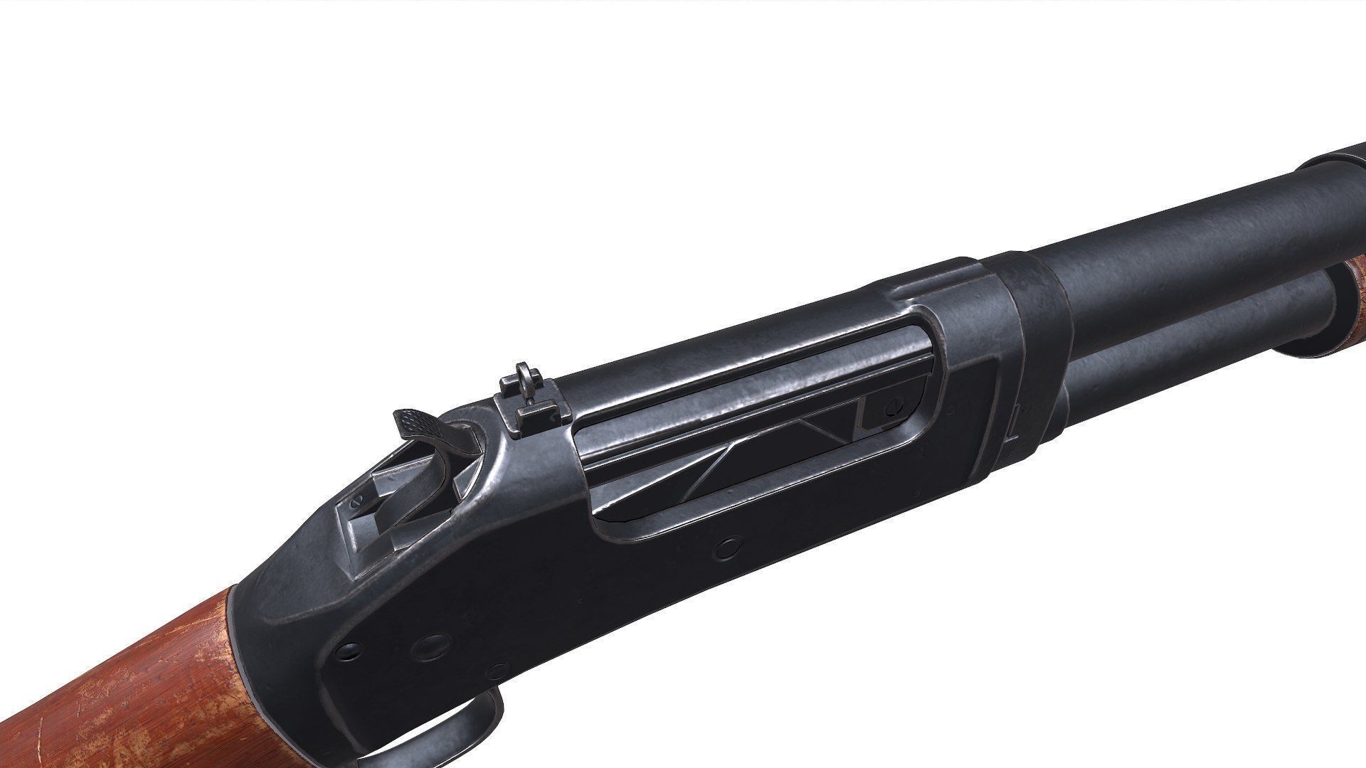 Winchester Model 1897 Low-poly PBR Low-poly 3D model_11