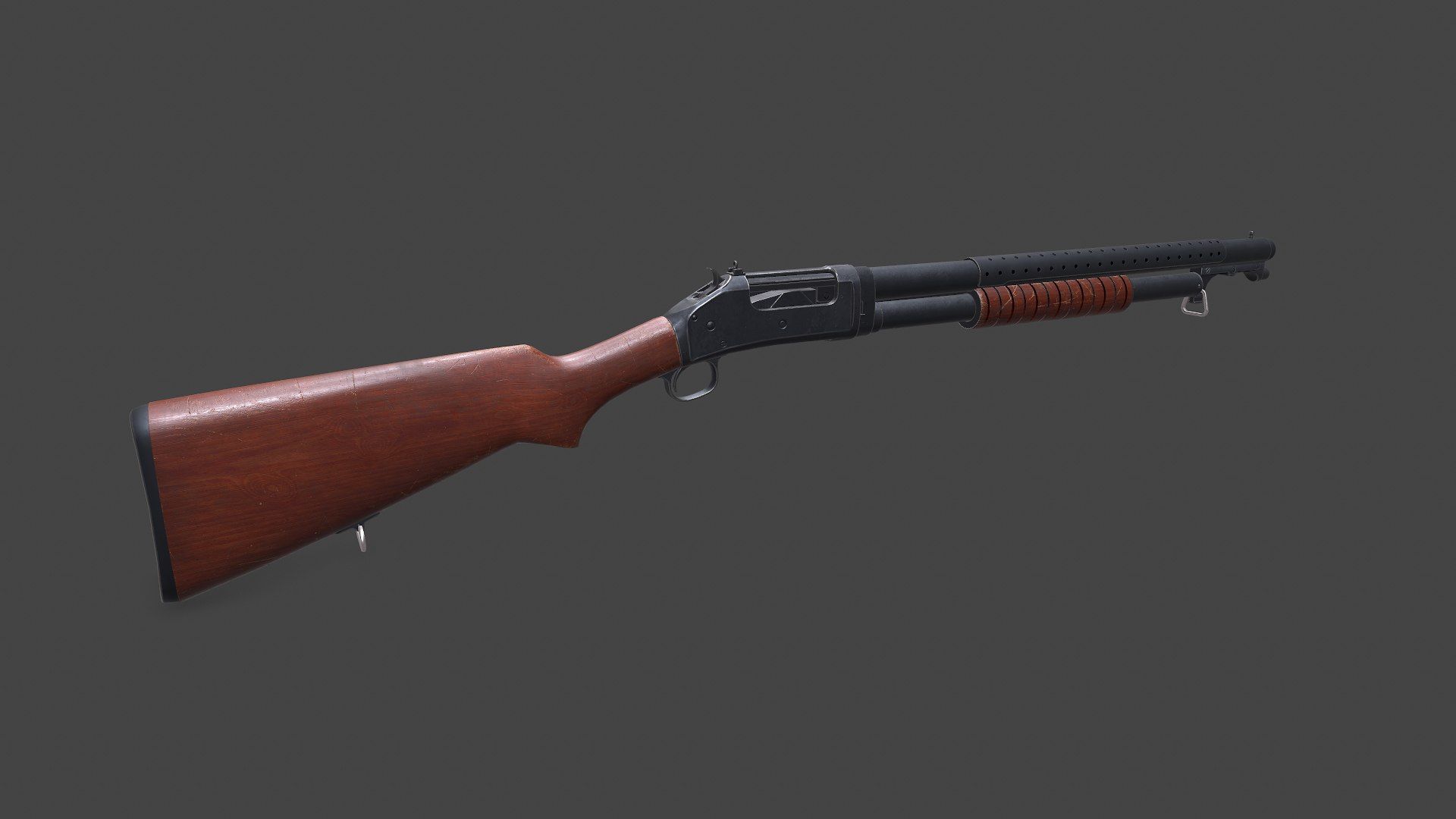 Winchester Model 1897 Low-poly PBR Low-poly 3D model_2