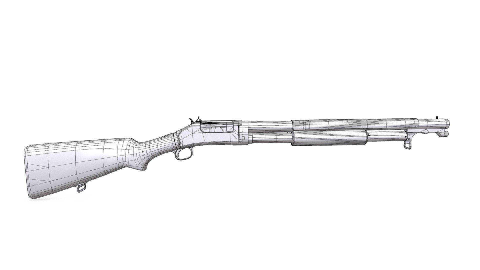 Winchester Model 1897 Low-poly PBR Low-poly 3D model_13