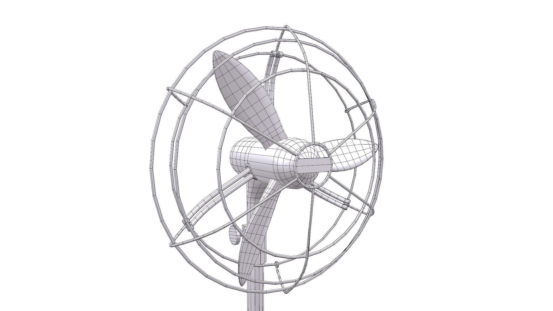 Pedestal Fan Low-Poly PBR Low-poly 3D model_12