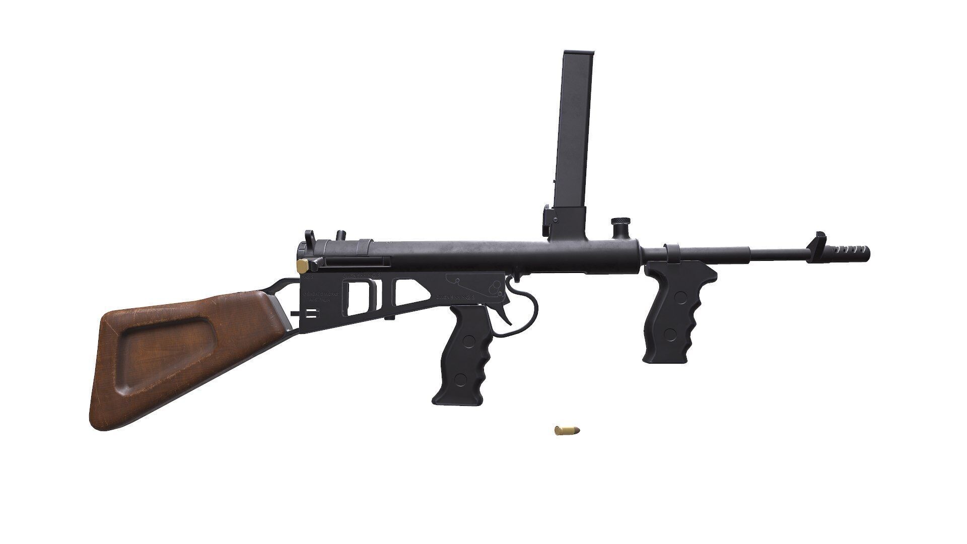 Owen Gun MK 2 Low Poly PBR Low-poly 3D model_19