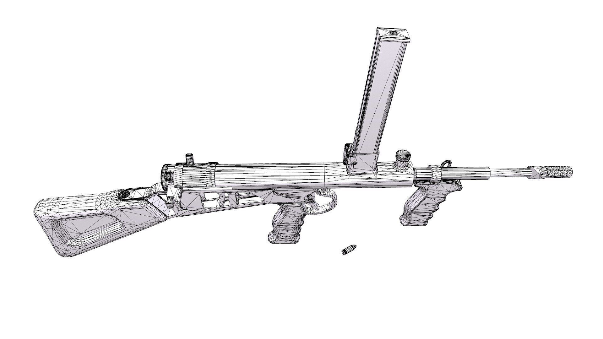 Owen Gun MK 2 Low Poly PBR Low-poly 3D model_25