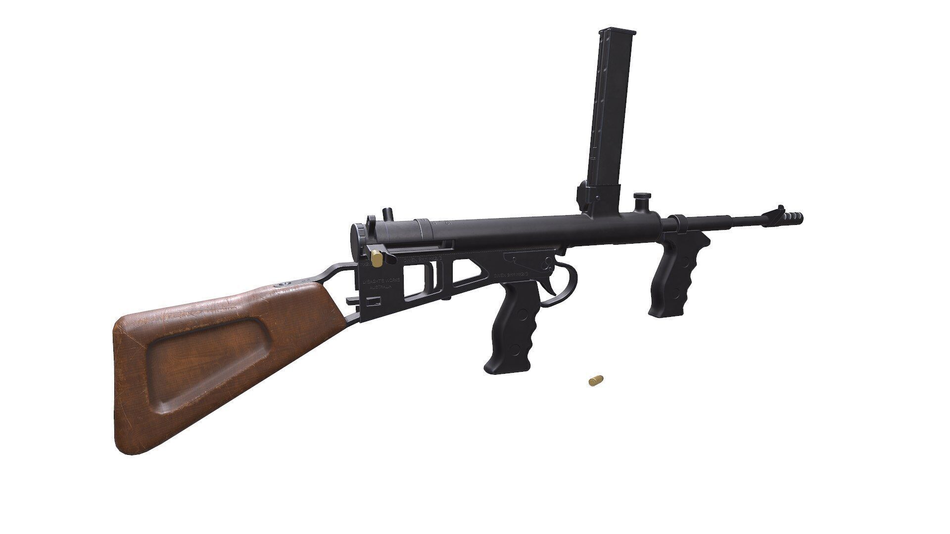 Owen Gun MK 2 Low Poly PBR Low-poly 3D model_2