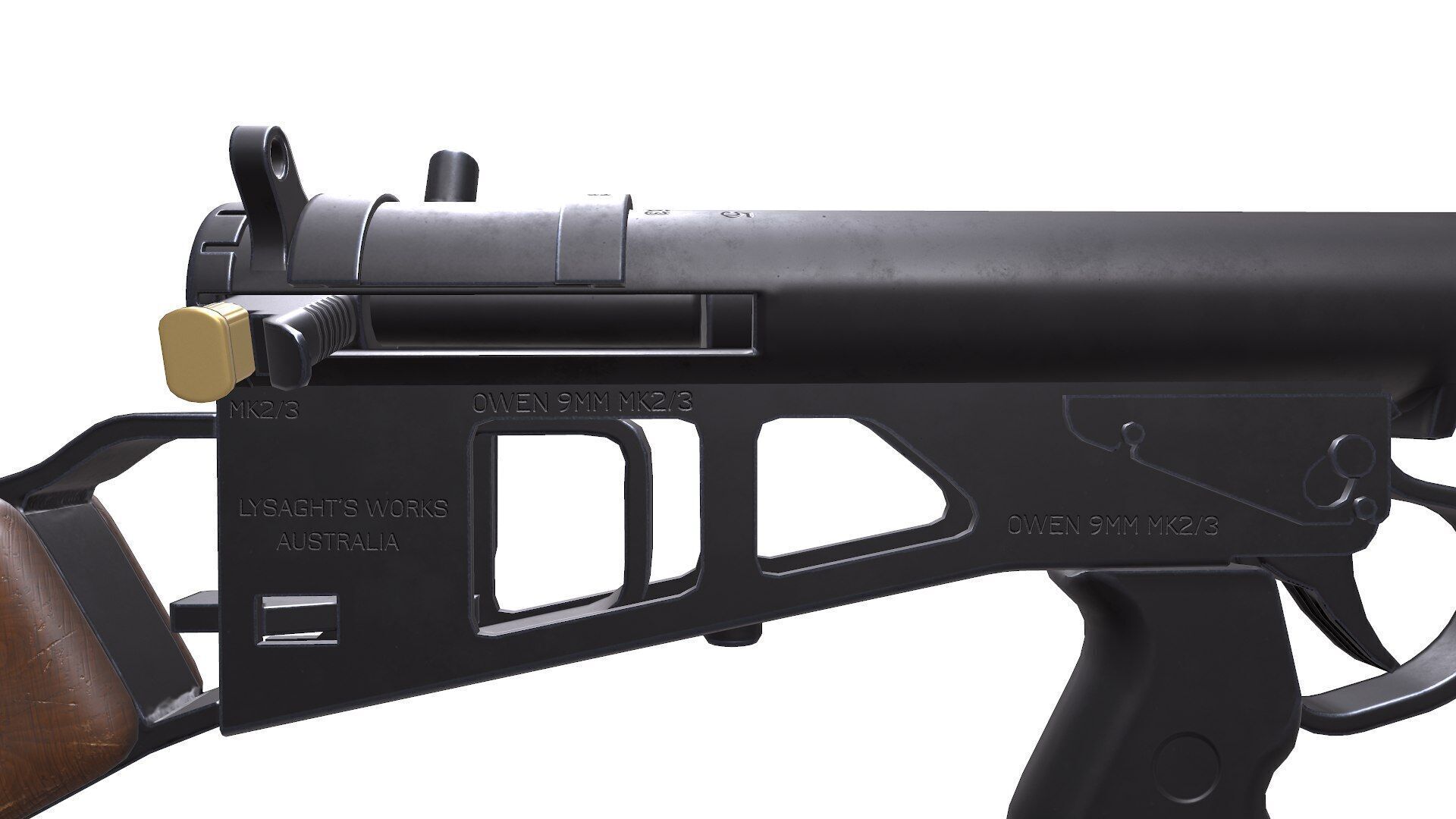 Owen Gun MK 2 Low Poly PBR Low-poly 3D model_7