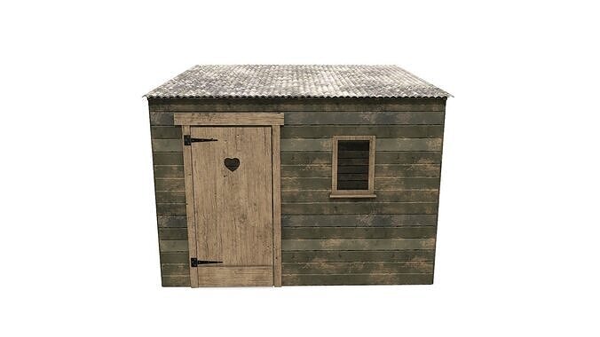 Old Wooden Shed Low-poly PBR Low-poly 3D model 2